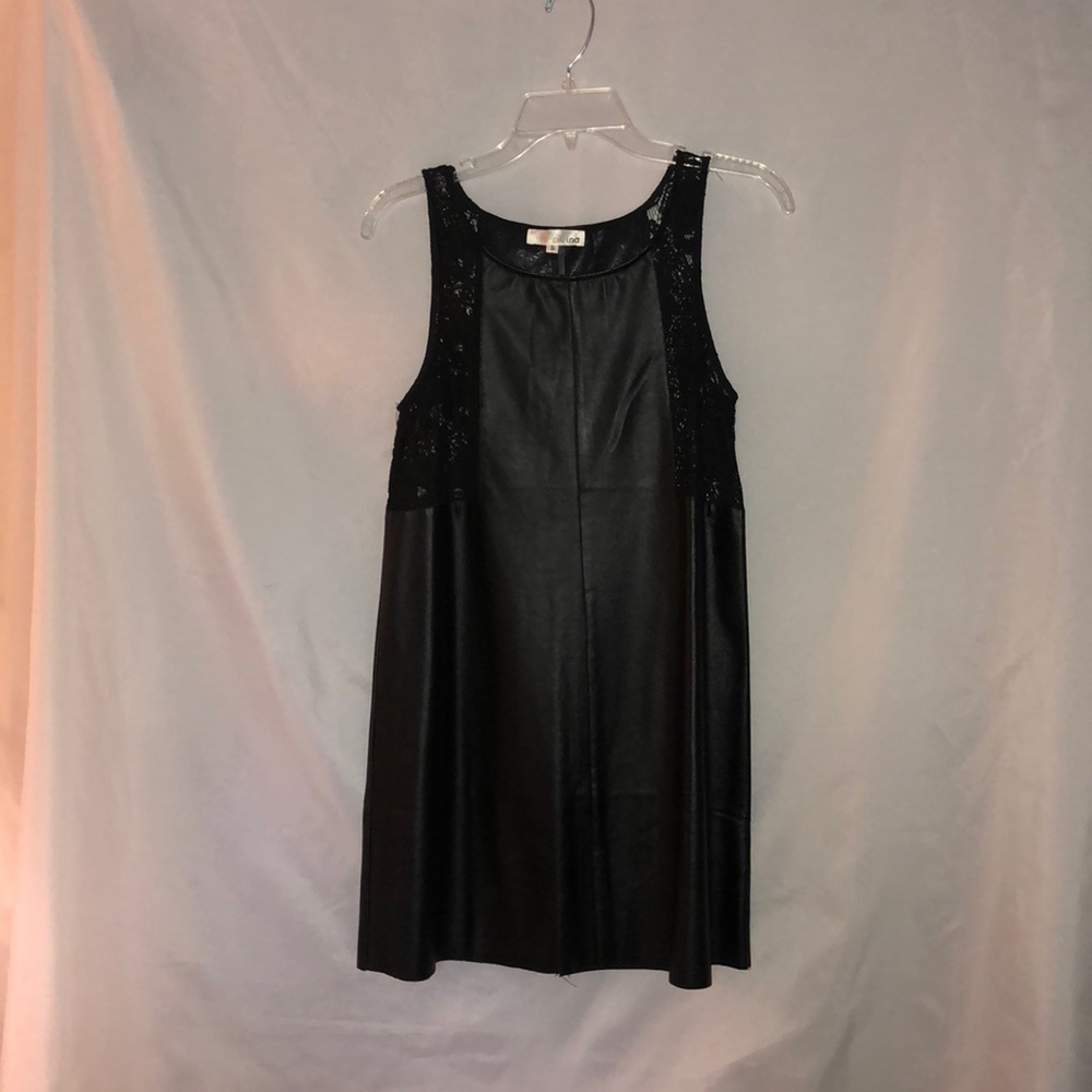Black leather sheath dress